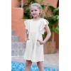 imageGORLYA Girls Flutter Sleeve Stretchy ALine Swing Flared Skater Party Dress with Pockets for 412 Years KidsWhite