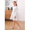 imageGORLYA Girls Flutter Sleeve Stretchy ALine Swing Flared Skater Party Dress with Pockets for 412 Years KidsWhitelong Sleeve