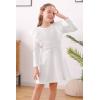 imageGORLYA Girls Flutter Sleeve Stretchy ALine Swing Flared Skater Party Dress with Pockets for 412 Years KidsWhitelong Sleeve