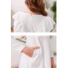 imageGORLYA Girls Flutter Sleeve Stretchy ALine Swing Flared Skater Party Dress with Pockets for 412 Years KidsWhitelong Sleeve