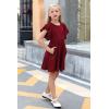 imageGORLYA Girls Flutter Sleeve Stretchy ALine Swing Flared Skater Party Dress with Pockets for 412 Years KidsWine Red