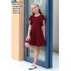 imageGORLYA Girls Flutter Sleeve Stretchy ALine Swing Flared Skater Party Dress with Pockets for 412 Years KidsWine Red
