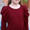 imageGORLYA Girls Flutter Sleeve Stretchy ALine Swing Flared Skater Party Dress with Pockets for 412 Years KidsWine Redlong Sleeve