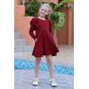 imageGORLYA Girls Flutter Sleeve Stretchy ALine Swing Flared Skater Party Dress with Pockets for 412 Years KidsWine Redlong Sleeve