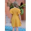 imageGORLYA Girls Flutter Sleeve Stretchy ALine Swing Flared Skater Party Dress with Pockets for 412 Years KidsYellow