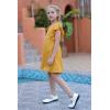 imageGORLYA Girls Flutter Sleeve Stretchy ALine Swing Flared Skater Party Dress with Pockets for 412 Years KidsYellow