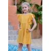 imageGORLYA Girls Flutter Sleeve Stretchy ALine Swing Flared Skater Party Dress with Pockets for 412 Years KidsYellow