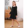 imageGORLYA Girls Long Puff Sleeve Square Neck Boho Frilly Smocked Shirred Flared Midi Dress 414TBlack