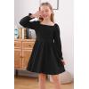 imageGORLYA Girls Long Puff Sleeve Square Neck Boho Frilly Smocked Shirred Flared Midi Dress 414TBlack