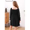 imageGORLYA Girls Long Puff Sleeve Square Neck Boho Frilly Smocked Shirred Flared Midi Dress 414TBlack