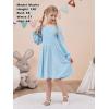 imageGORLYA Girls Long Puff Sleeve Square Neck Boho Frilly Smocked Shirred Flared Midi Dress 414TBlue