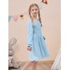 imageGORLYA Girls Long Puff Sleeve Square Neck Boho Frilly Smocked Shirred Flared Midi Dress 414TBlue