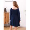 imageGORLYA Girls Long Puff Sleeve Square Neck Boho Frilly Smocked Shirred Flared Midi Dress 414TNavy