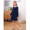 imageGORLYA Girls Long Puff Sleeve Square Neck Boho Frilly Smocked Shirred Flared Midi Dress 414TNavy
