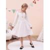 imageGORLYA Girls Long Puff Sleeve Square Neck Boho Frilly Smocked Shirred Flared Midi Dress 414TWhite
