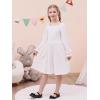 imageGORLYA Girls Long Puff Sleeve Square Neck Boho Frilly Smocked Shirred Flared Midi Dress 414TWhite