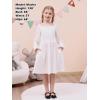 imageGORLYA Girls Long Puff Sleeve Square Neck Boho Frilly Smocked Shirred Flared Midi Dress 414TWhite