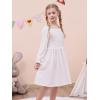 imageGORLYA Girls Long Puff Sleeve Square Neck Boho Frilly Smocked Shirred Flared Midi Dress 414TWhite