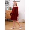 imageGORLYA Girls Long Puff Sleeve Square Neck Boho Frilly Smocked Shirred Flared Midi Dress 414TWine Red