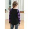 imageGORLYA Girls Long Sleeve Tops Raglan Patchwork Tunic Casual Loose TShirt for 414TPurple Plaid