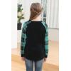 imageGORLYA Girls Long Sleeve Tops Raglan Patchwork Tunic Casual Loose TShirt for 414TTeal Plaid