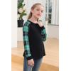 imageGORLYA Girls Long Sleeve Tops Raglan Patchwork Tunic Casual Loose TShirt for 414TTeal Plaid