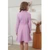 imageGORLYA Girls Mesh Long Sleeve Peter Pan Collar Casual Vintage Aline Party Belted Dress with Pockets for 414TMauve