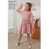 imageGORLYA Girls Mesh Long Sleeve Peter Pan Collar Casual Vintage Aline Party Belted Dress with Pockets for 414TPink
