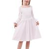 imageGORLYA Girls Long Puff Sleeve Square Neck Boho Frilly Smocked Shirred Flared Midi Dress 414TWhite
