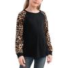 imageGORLYA Girls Long Sleeve Tops Raglan Patchwork Tunic Casual Loose TShirt for 414TLeopard