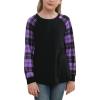 imageGORLYA Girls Long Sleeve Tops Raglan Patchwork Tunic Casual Loose TShirt for 414TPurple Plaid