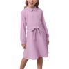 imageGORLYA Girls Mesh Long Sleeve Peter Pan Collar Casual Vintage Aline Party Belted Dress with Pockets for 414TMauve