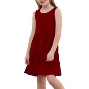 imageGORLYA Cute Girls Summer Casual Party Aline Midi Tank Dress with Pockets for 414T KidsWine Red