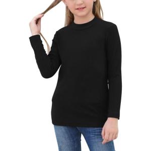 imageGORLYA Girls Long Sleeve Soft Knit Mock Turtleneck Slim Fit Pullover Sweater Top for 414T KidsBlack