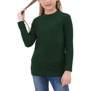 imageGORLYA Girls Long Sleeve Soft Knit Mock Turtleneck Slim Fit Pullover Sweater Top for 414T KidsGreen