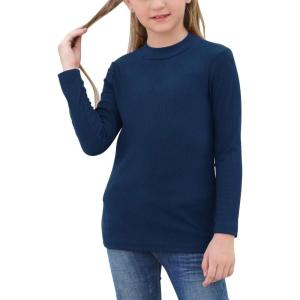 imageGORLYA Girls Long Sleeve Soft Knit Mock Turtleneck Slim Fit Pullover Sweater Top for 414T KidsNavy