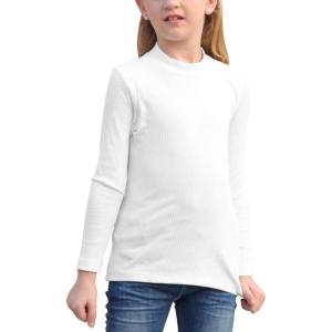 imageGORLYA Girls Long Sleeve Soft Knit Mock Turtleneck Slim Fit Pullover Sweater Top for 414T KidsWhite