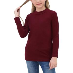 imageGORLYA Girls Long Sleeve Soft Knit Mock Turtleneck Slim Fit Pullover Sweater Top for 414T KidsWine Red