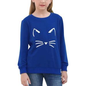 imageGORLYA Girls Pullover Tops Cute Cartoon Graphic Print Sweatshirt Clothes for 414 Years KidsBlue