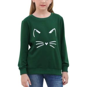 imageGORLYA Girls Pullover Tops Cute Cartoon Graphic Print Sweatshirt Clothes for 414 Years KidsGreen