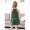 imageGORLYA Girls Jumpsuit Sleeveless Halter Neck Casual Short Rompers Outfits for 414TGreen