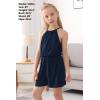 imageGORLYA Girls Jumpsuit Sleeveless Halter Neck Casual Short Rompers Outfits for 414TNavy