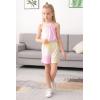 imageGORLYA Girls Jumpsuit Sleeveless Halter Neck Casual Short Rompers Outfits for 414TYellow Tiedye