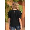 imageGORLYA Girls Puff Sleeve Casual Solid TShirt Pullover Keyhole Back Blouse Tops for 414T KidsBlack Color