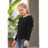 imageGORLYA Girls Puff Sleeve Casual Solid TShirt Pullover Keyhole Back Blouse Tops for 414T KidsBlacklong Sleeve