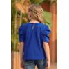 imageGORLYA Girls Puff Sleeve Casual Solid TShirt Pullover Keyhole Back Blouse Tops for 414T KidsBlue Color