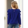 imageGORLYA Girls Puff Sleeve Casual Solid TShirt Pullover Keyhole Back Blouse Tops for 414T KidsBluelong Sleeve