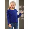 imageGORLYA Girls Puff Sleeve Casual Solid TShirt Pullover Keyhole Back Blouse Tops for 414T KidsBluelong Sleeve