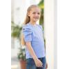 imageGORLYA Girls Puff Sleeve Casual Solid TShirt Pullover Keyhole Back Blouse Tops for 414T KidsLight Blue