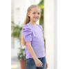 imageGORLYA Girls Puff Sleeve Casual Solid TShirt Pullover Keyhole Back Blouse Tops for 414T KidsMauve